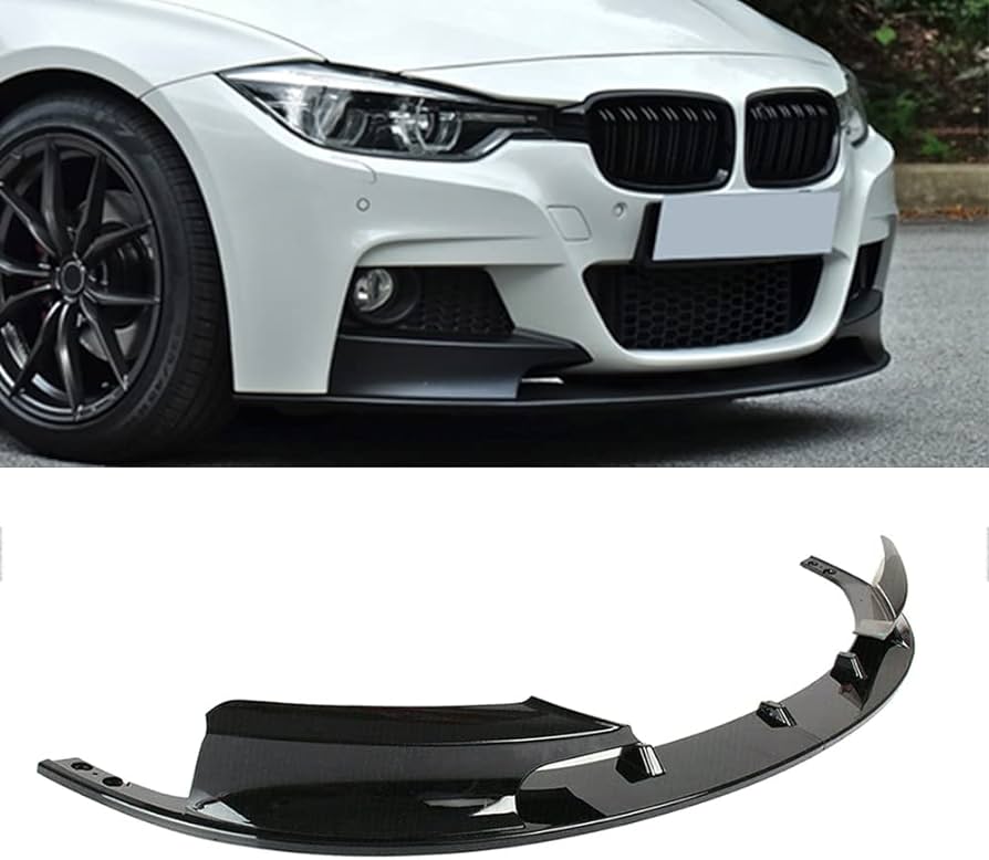 Gloss Black Performance Front Spoiler Splitter Lip for BMW F30, F31 M Sport models.