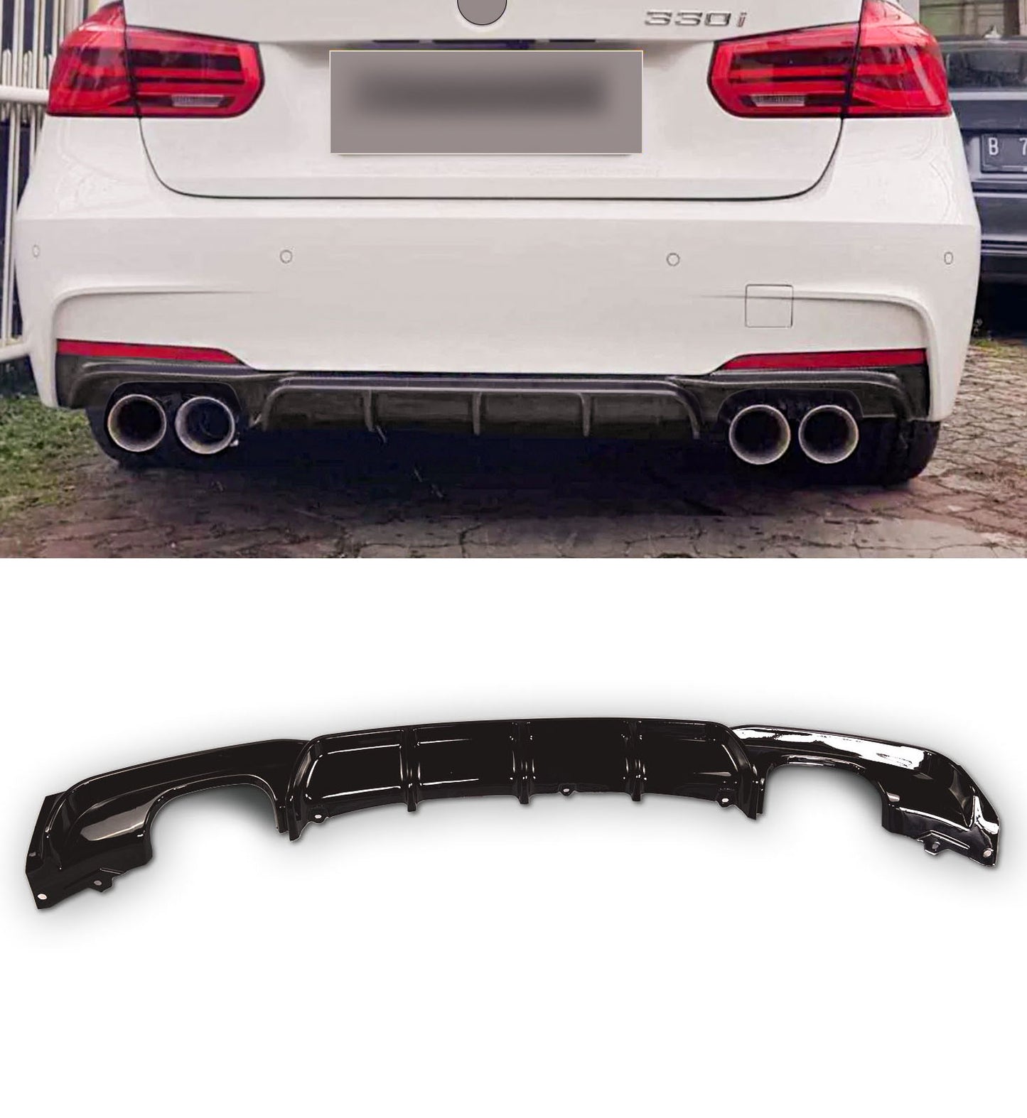 Gloss Black Performance Rear bumper diffuser for BMW F30, F31