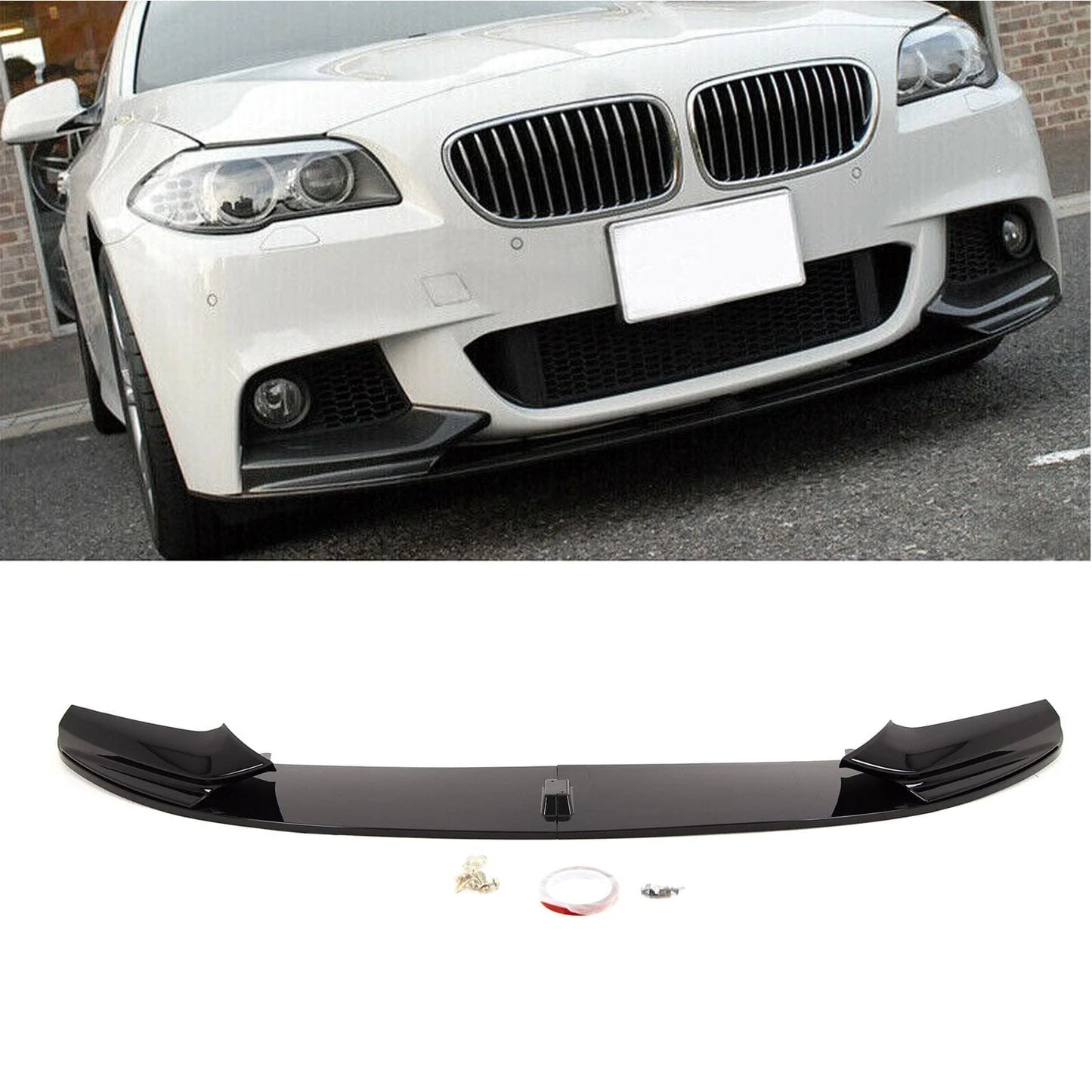 Glossy Black Performance front bumper lip for BMW F10, F11